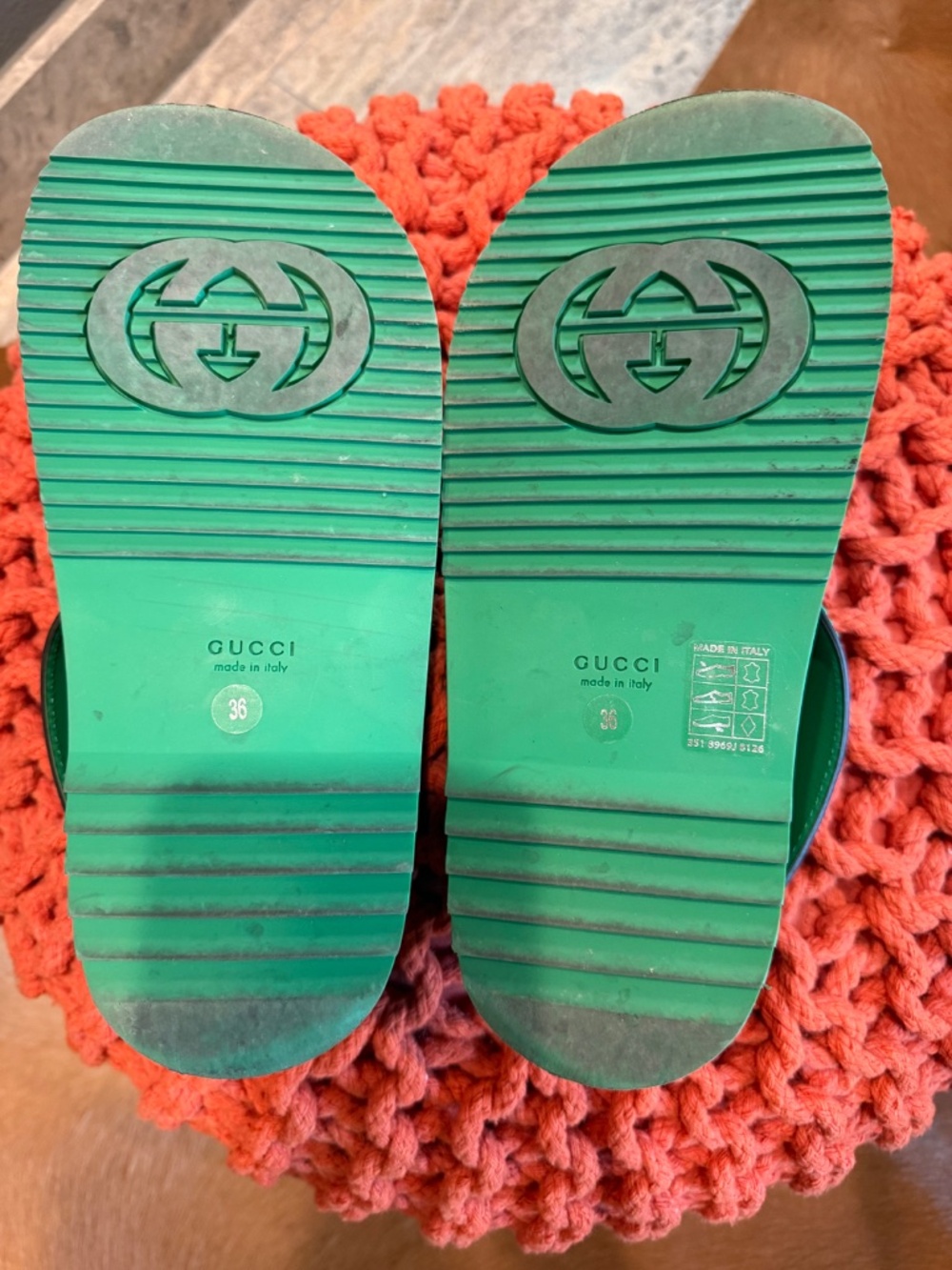 Gucci GG Interlocking G - Open Toe Green Platform Sandal - Size 6 - Picture 3 of 7